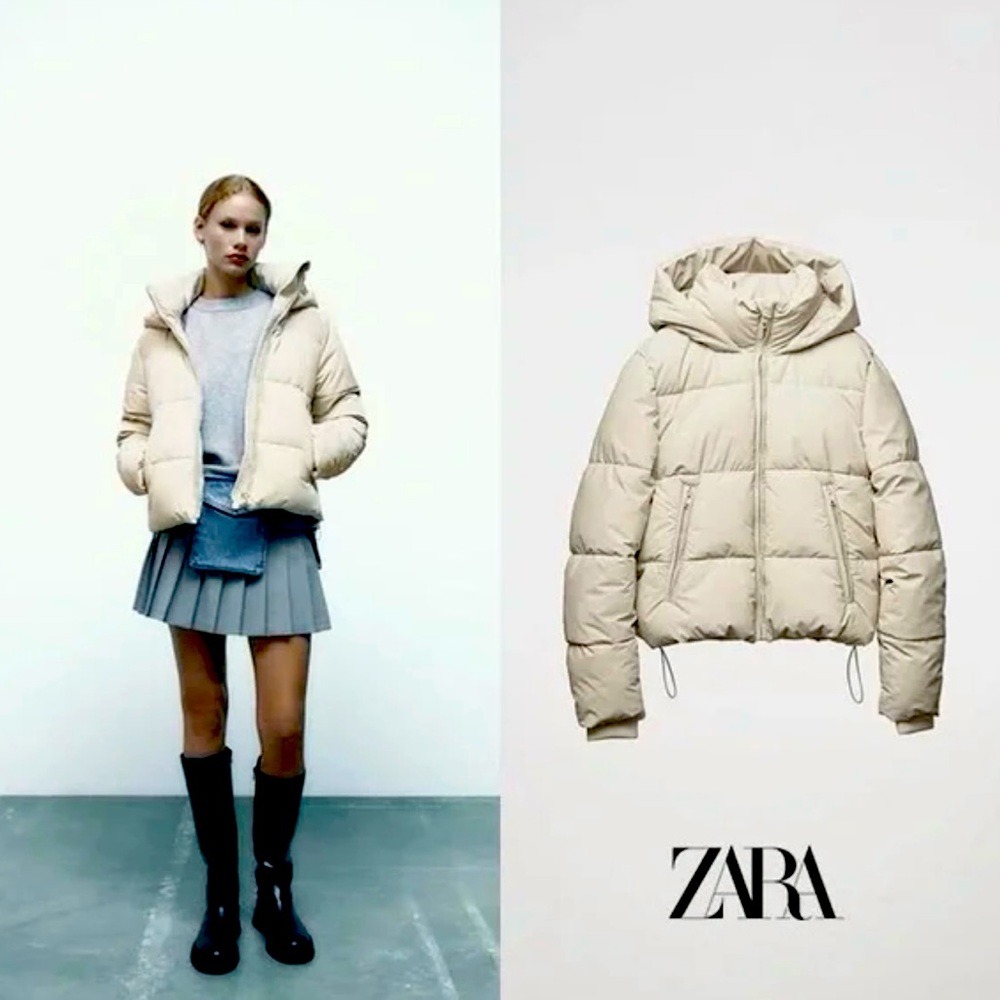 Zara Cream Puffer Jacket